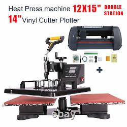 Double Station Heat Press 12x15 14 Vinyl Cutter Plotter Printer Sublimation