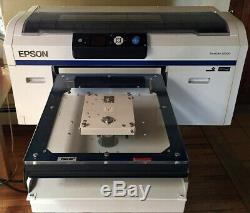 Epson F2000 DTG White Printer EZ Pretreater and 16X24 HPN Auto Open Press