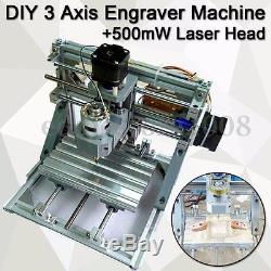 Mini CNC 1610 + 500mW Laser Engraving Carving Router PCB Milling Wood Machine