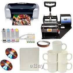 Mug Cup Heat Press Epson Printer Sublimation CISS Ink Kit, Transfer Paper Package