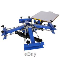 New 4 Color 1 Station Silk Screen Commercial Printing Press Machine Blue