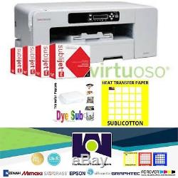 Sawgrass Virtuoso SG800 Printer, CMYK Ink + 100 Sh each Sublipaper + Sublicotton