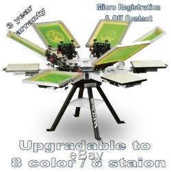 Vastex V-1000 Professional Screen Printing manual Press 6 Station and 6 Color