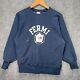 Vintage Champion Reverse Weave Sweatshirt Large Navy 70s Warmup Fermi Spell Out