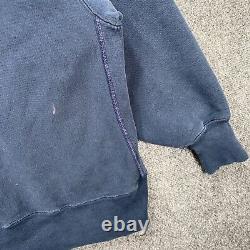 Vintage Champion Reverse Weave Sweatshirt Large Navy 70s Warmup Fermi Spell Out